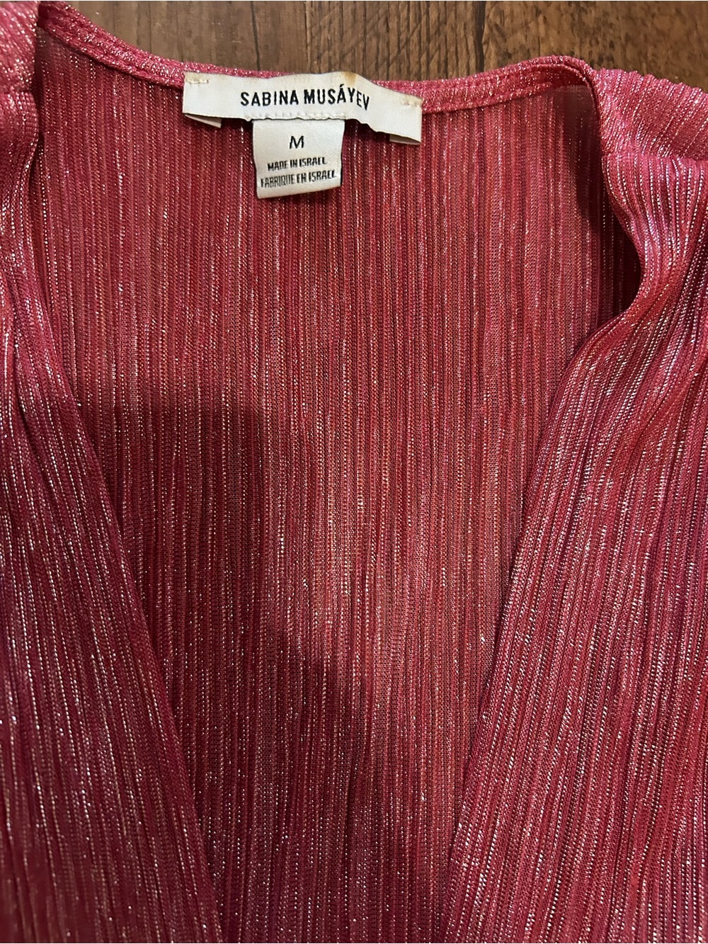 Sabina Musayev‎ Rose-Pink Metallic Tiered Long Sleeve Dress - Picture 3 of 3